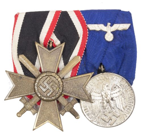 WWII German Heer medalbar with Kriegsverdienstkreuz + Dienstauszeichnung 4 Jahre