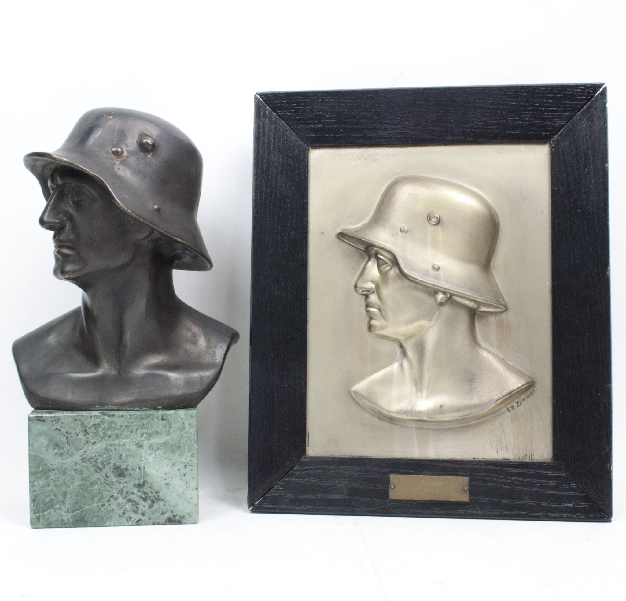 German-World-War-I-Frontsoldier-bust-large-size-30-cm-matching-Stahlhelmbund-Plaque-by-artist-Fritz-P.-Zimmer-VERY-RARE