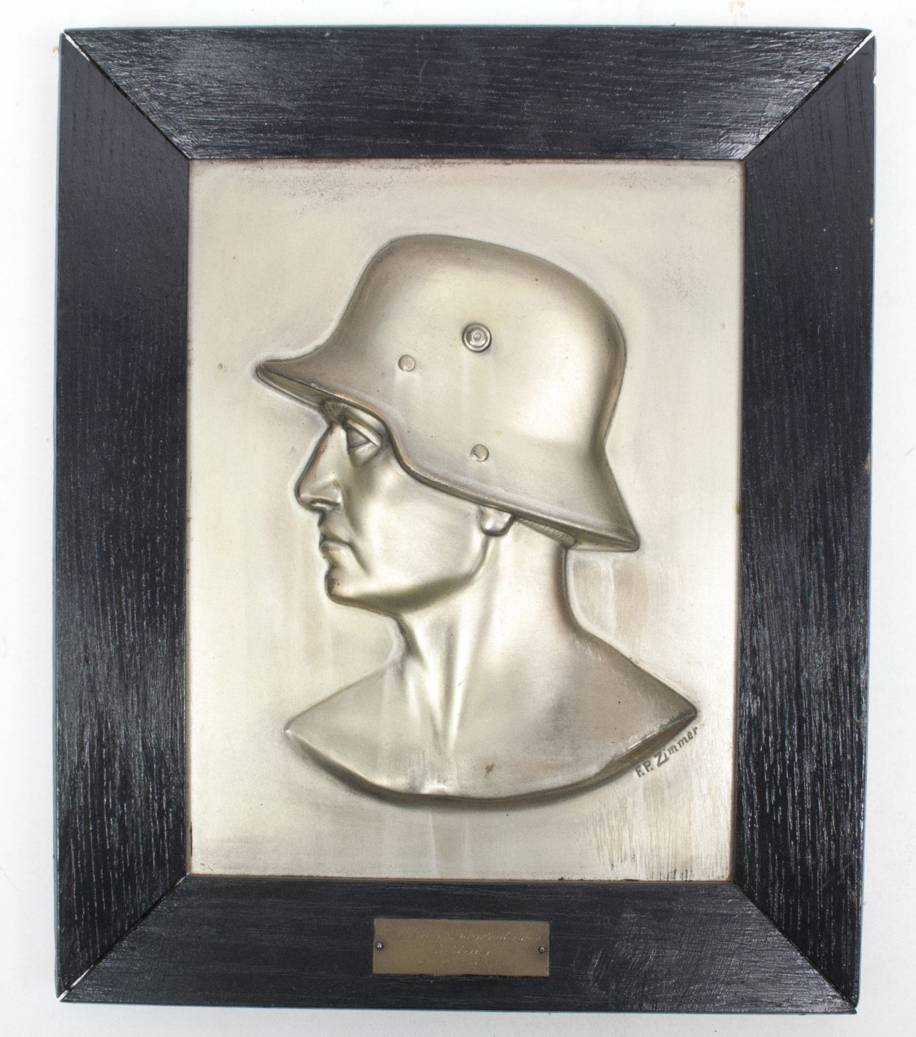 German-World-War-I-Frontsoldier-bust-large-size-30-cm-matching-Stahlhelmbund-Plaque-by-artist-Fritz-P.-Zimmer-VERY-RARE