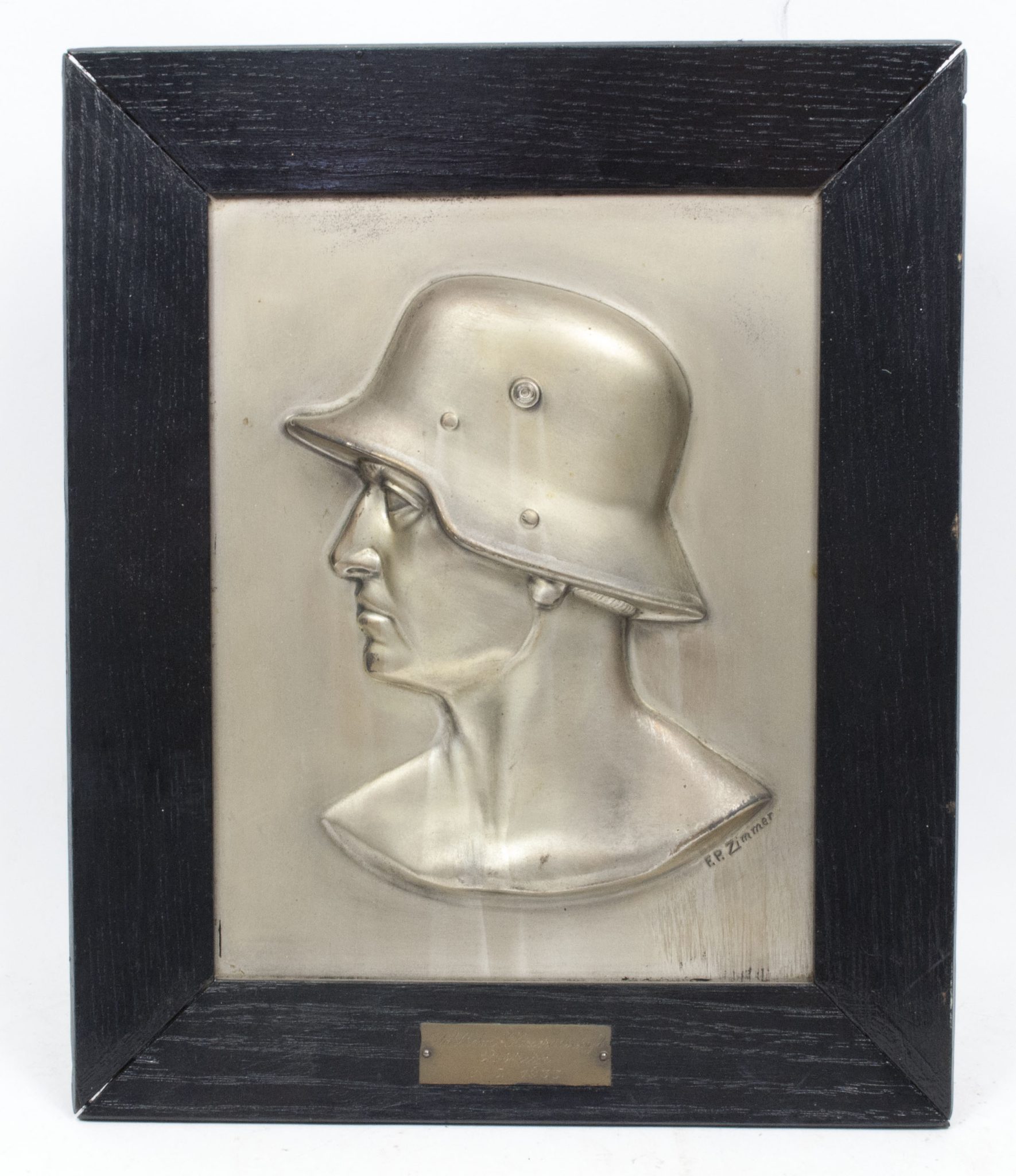 German-World-War-I-Frontsoldier-bust-large-size-30-cm-matching-Stahlhelmbund-Plaque-by-artist-Fritz-P.-Zimmer-VERY-RARE
