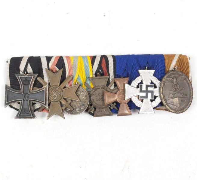 German medalbar with Ek2 + KVK2, FA medaille, FEK, DA, Treue Dienste, Westwall medals