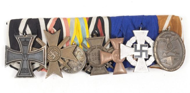 German medalbar with Ek2 + KVK2, FA medaille, FEK, DA, Treue Dienste, Westwall medals