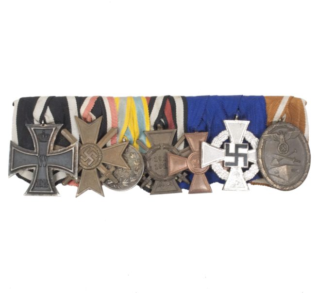 German medalbar with Ek2 + KVK2, FA medaille, FEK, DA, Treue Dienste, Westwall medals