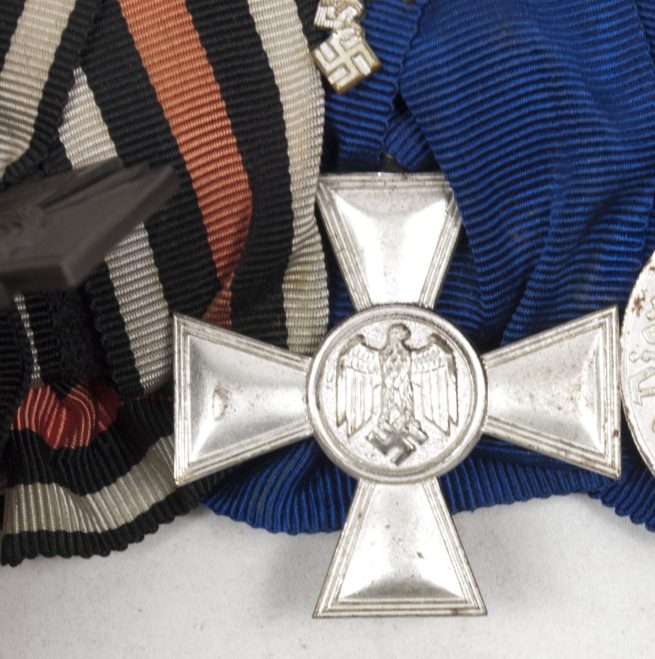 Luftwaffe medalbar with Ek2 + FEK + 18 + 4 year service medals