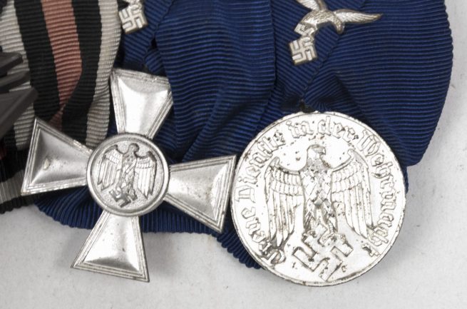 Luftwaffe medalbar with Ek2 + FEK + 18 + 4 year service medals