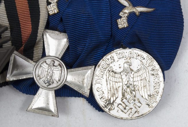 Luftwaffe medalbar with Ek2 + FEK + 18 + 4 year service medals