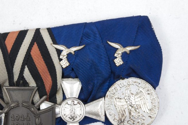 Luftwaffe medalbar with Ek2 + FEK + 18 + 4 year service medals