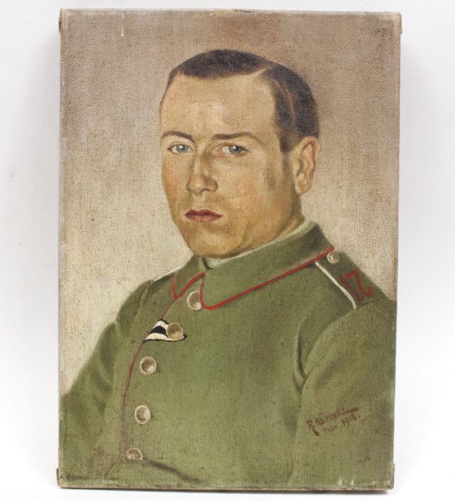 (Painting) World War I painting of German soldier of IR17 (Artist Kühnel) dated 1918