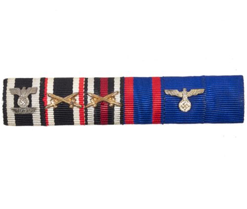 Ribbon with Ek2Wiederholungsspange + KVK2 + FEK + Oldenburg FA medal +Treue Dienst 25 Jahre medals + Dienstauszeichnung