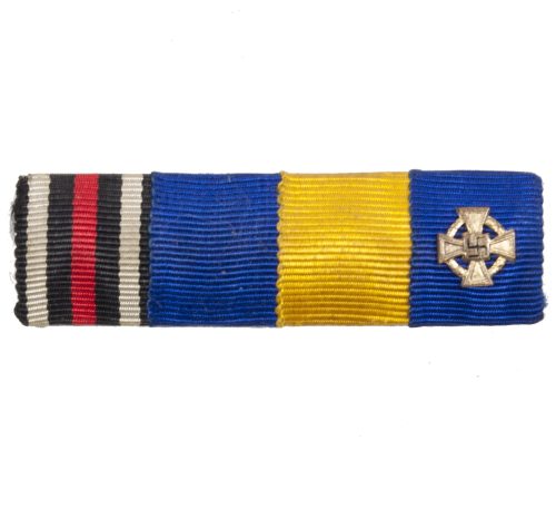 Ribbonbar with Frontkämpfer Ehrenkreuz + Dienstauszeichnung + Centenary medal + Treue Dienst 25 jahre cross