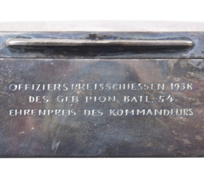 Silver case Ehrenpreis des Kommandeurs Offiziers Preisschiessen 1938 des Gebirgs Pionier Battailon 54