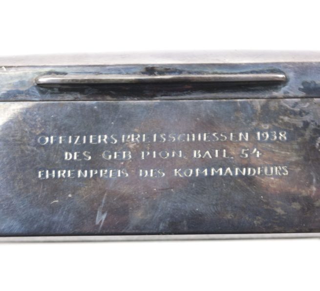 Silver case Ehrenpreis des Kommandeurs Offiziers Preisschiessen 1938 des Gebirgs Pionier Battailon 54