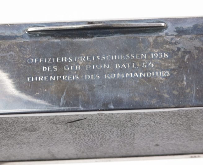 Silver case Ehrenpreis des Kommandeurs Offiziers Preisschiessen 1938 des Gebirgs Pionier Battailon 54