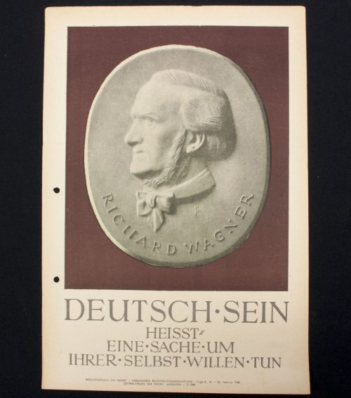 WWII German Wochenspruch (propaganda miniposter) with a saying and image of Richard Wagner