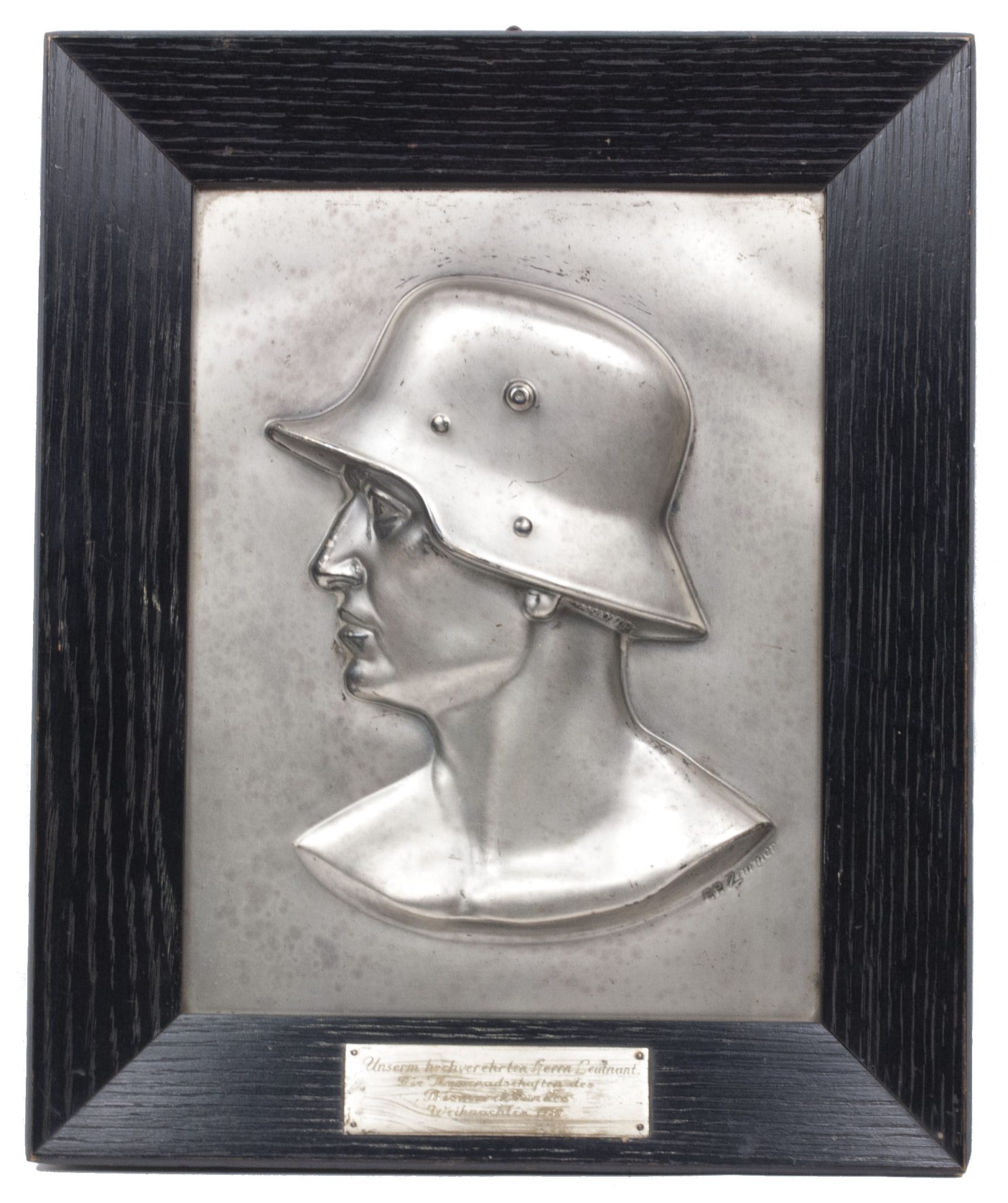 German World War I Frontsoldier plaque by artist Fritz P. Zimmer (awarded by Bismarckbund in 1930) – VERY RARE