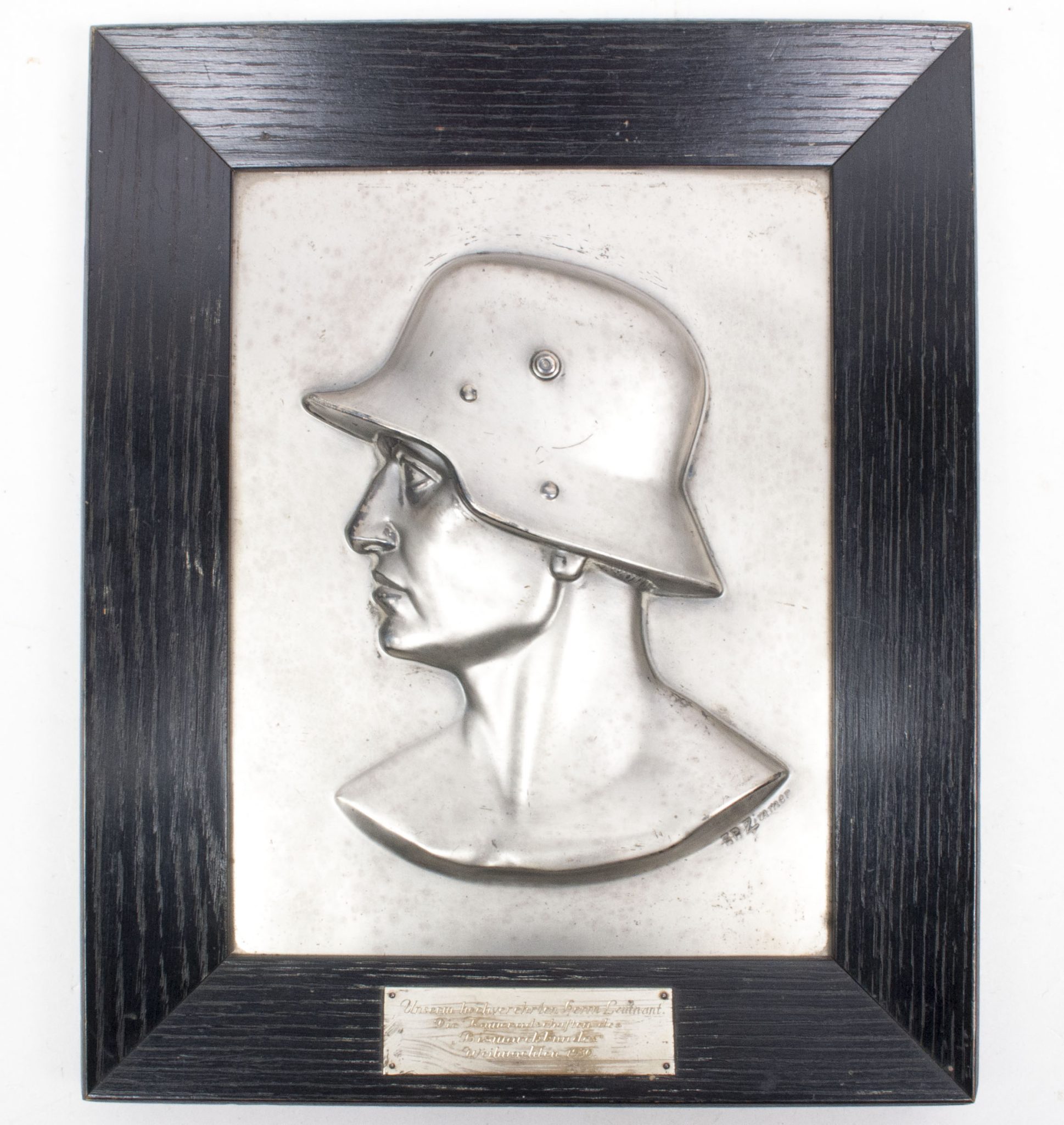 German World War I Frontsoldier plaque by artist Fritz P. Zimmer (awarded by Bismarckbund in 1930) – VERY RARE
