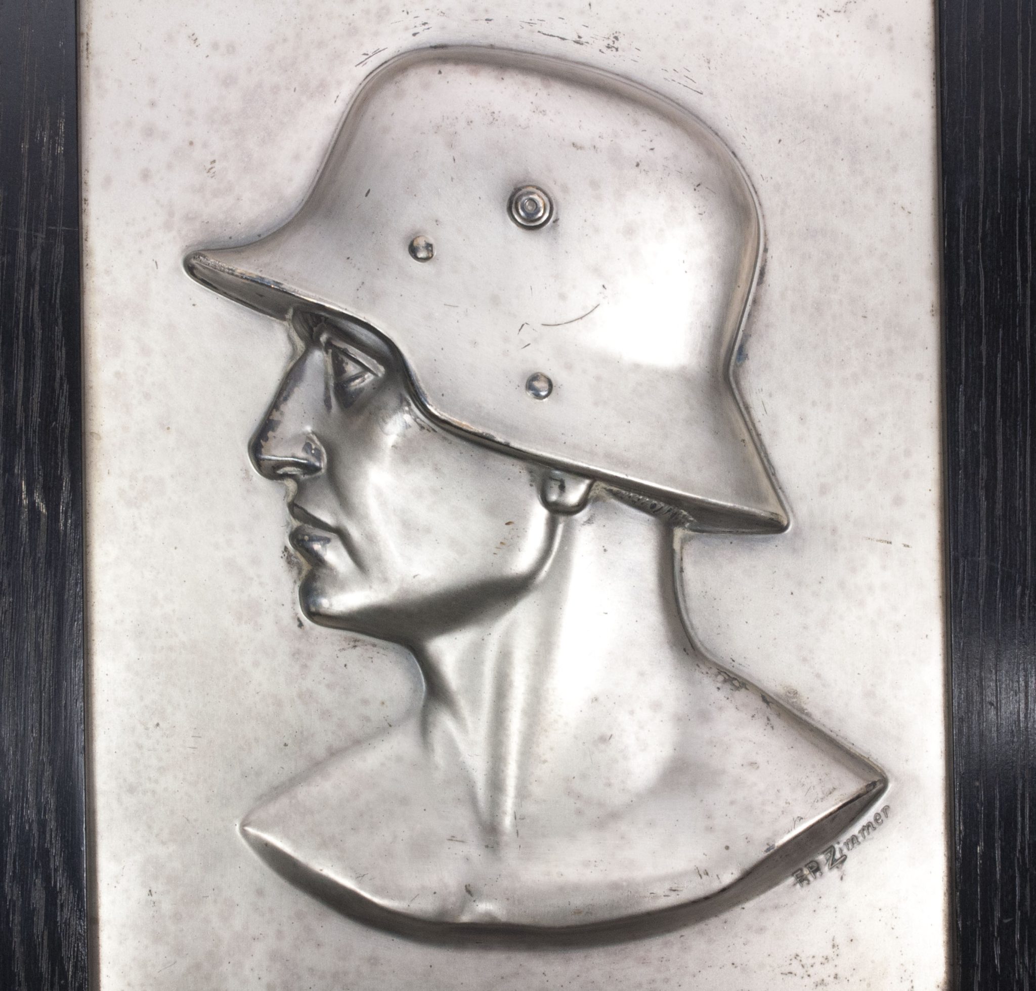German World War I Frontsoldier plaque by artist Fritz P. Zimmer (awarded by Bismarckbund in 1930) – VERY RARE