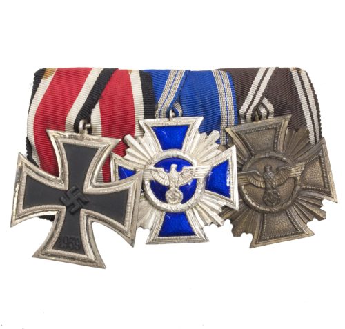 Medalbar with NSDAP Dienstauszeichnung 15 + 10 years + Iron Cross (EK2)