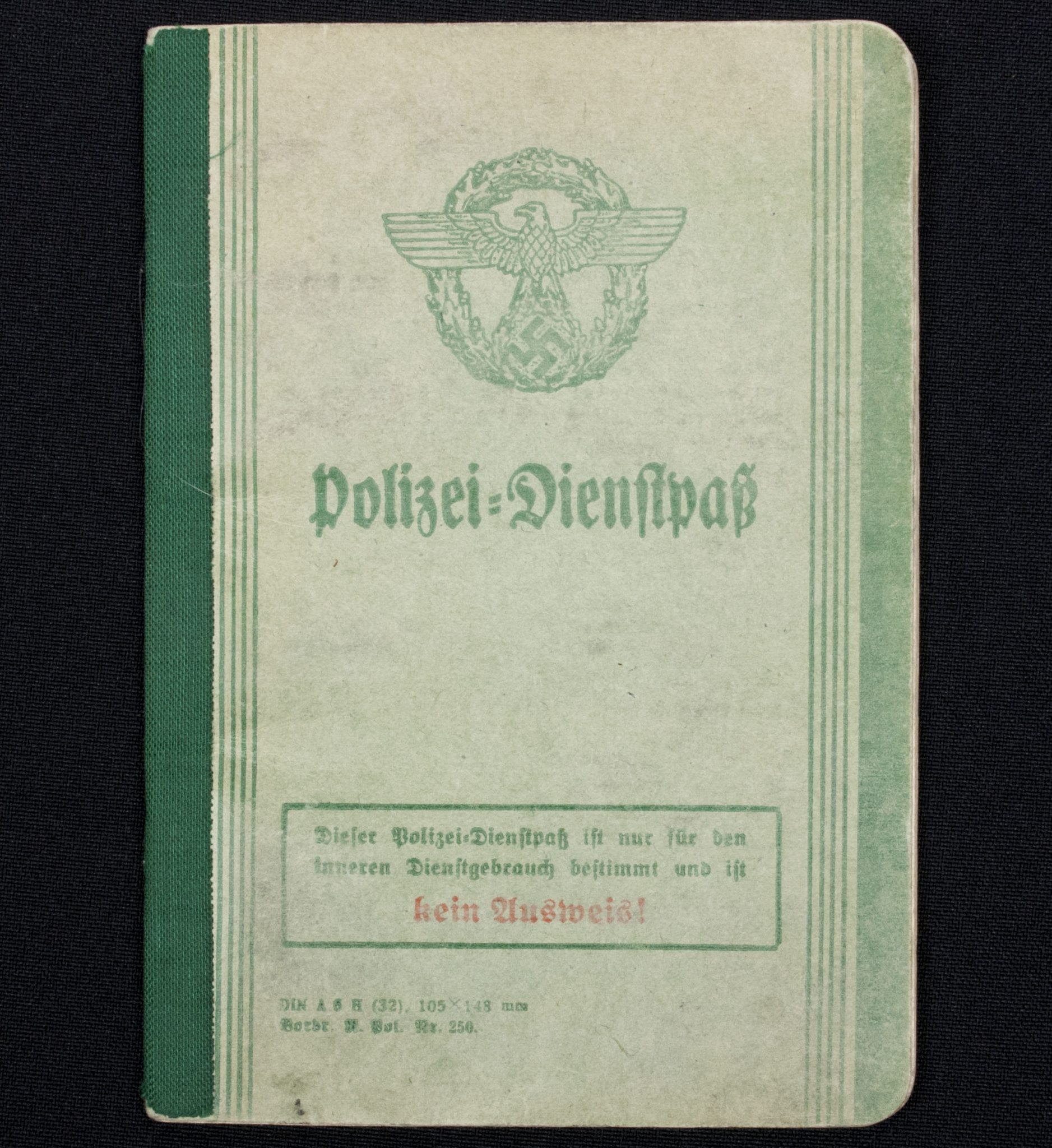 Polizei Dienstpass issued 1941 in Berlin