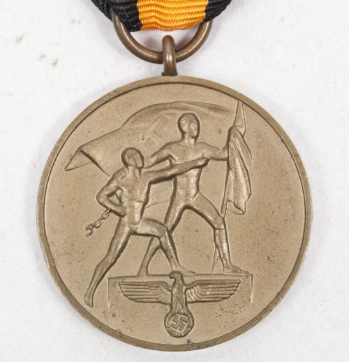 Sudetenland Annexation medal on orange ribbon