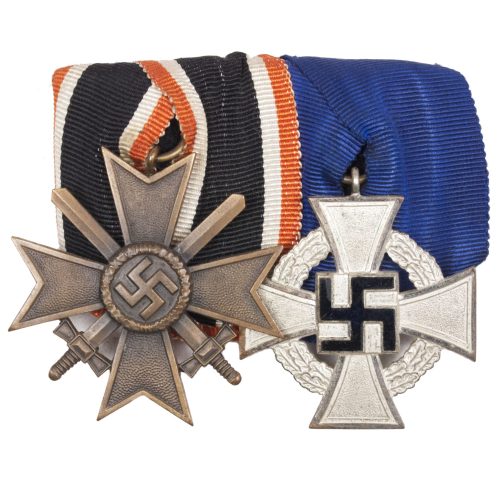 WWII German Heer medalbar with Kriegsverdienstkreuz + Treue Dienste 25 Jahre