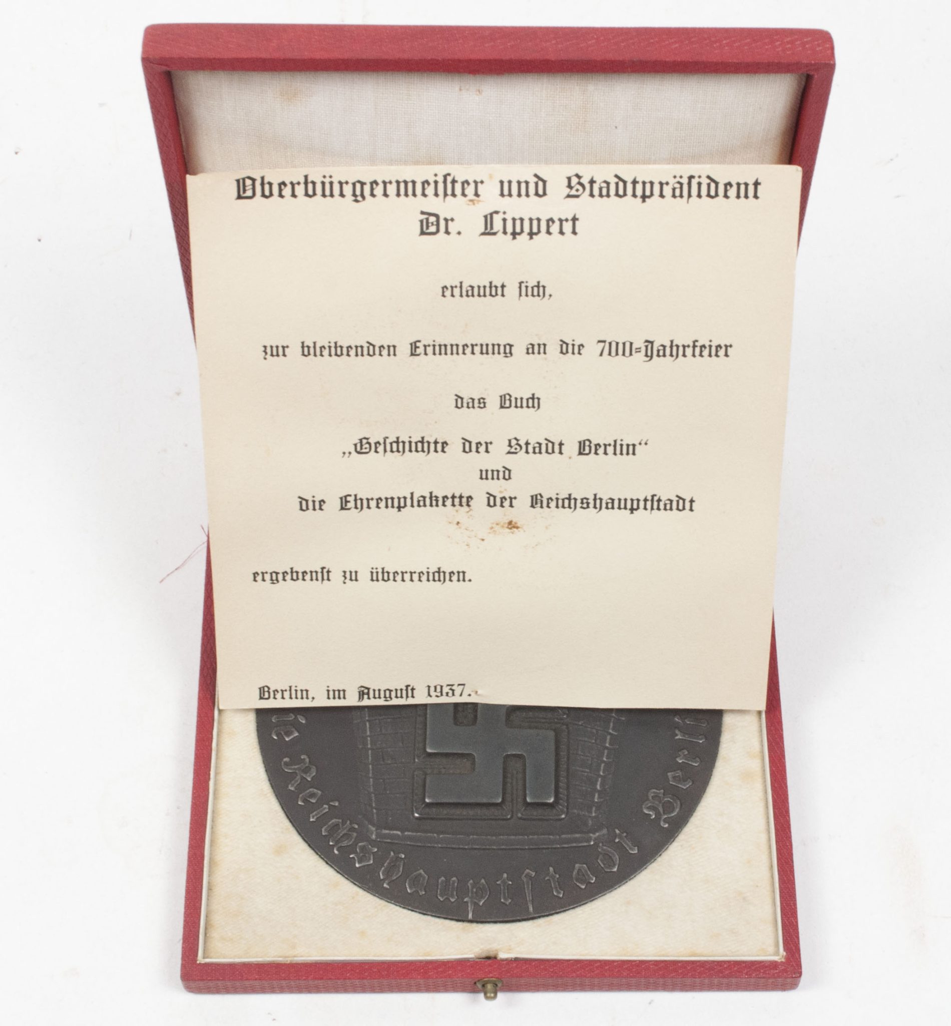 Large Ehrenplakette der Reichshauptstad Berlin "Erinnerung an die 700 Jahr Feier 1937" - rare - Image 3