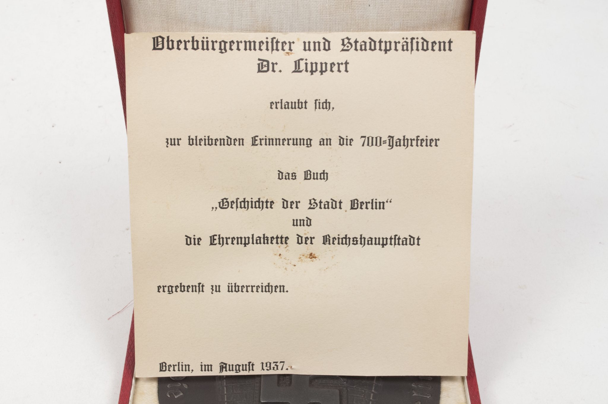 Large Ehrenplakette der Reichshauptstad Berlin "Erinnerung an die 700 Jahr Feier 1937" - rare - Image 4