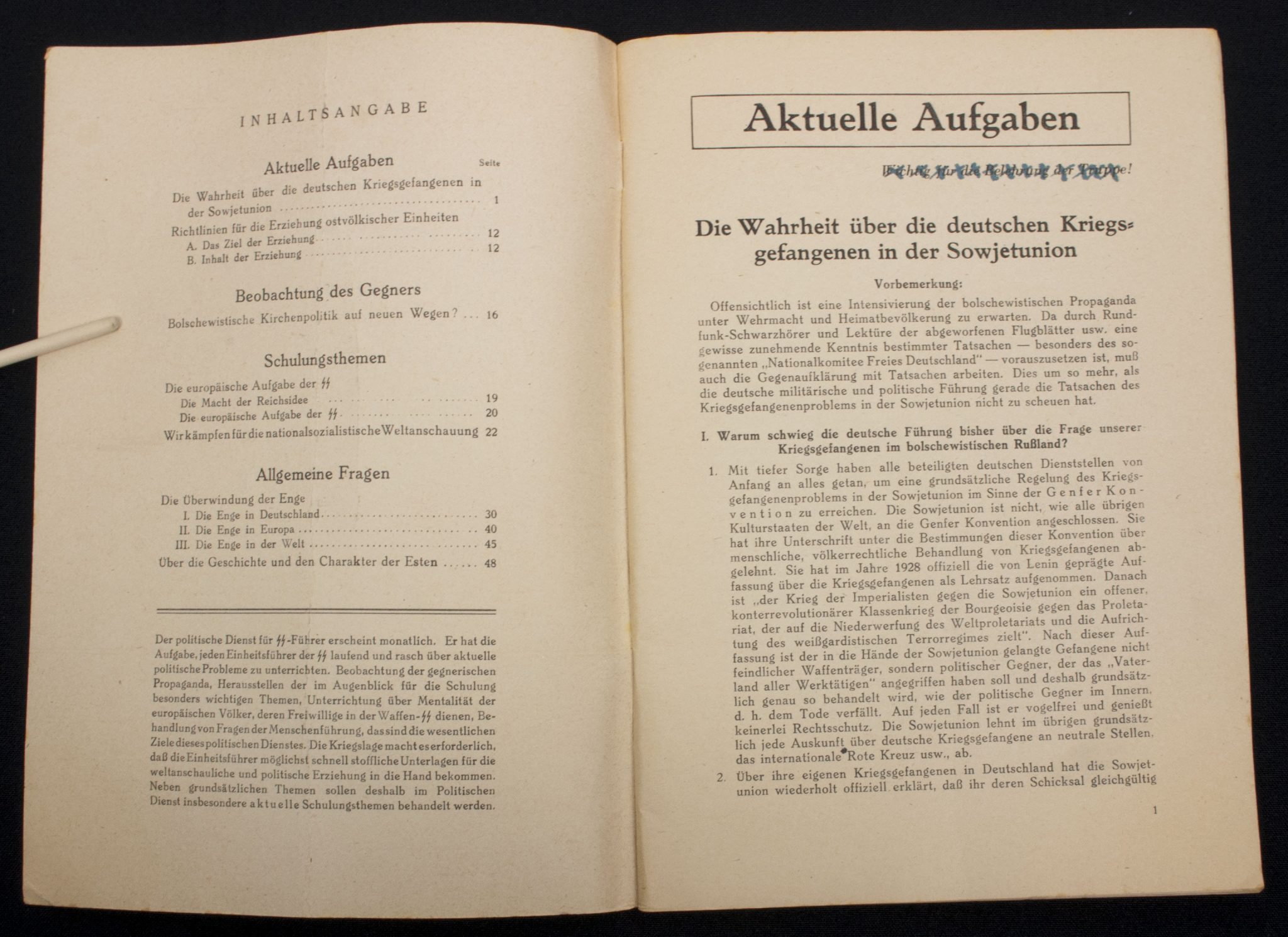(Brochure) Der Reichsführer SS – Politischer Dienst für SS unf Polizei 1. Folge (1945) (Brochure) Der Reichsführer SS - Politischer Dienst für SS unf Polizei 1. Folge (1944)