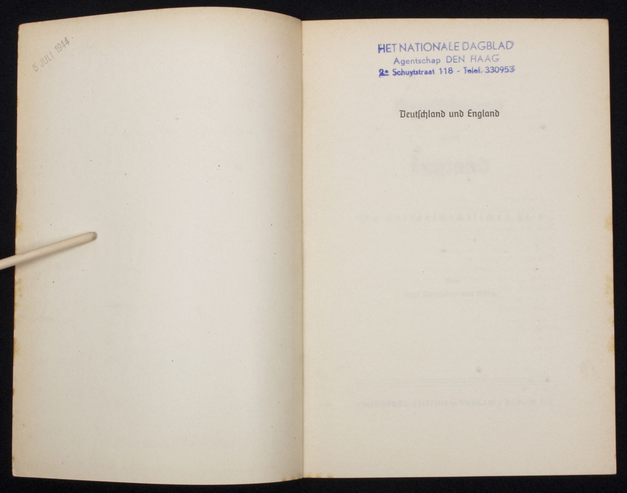 (Brochure) Karl Alexander v. Müller - Deutschland und England (Ahnenerbe Verlag) (