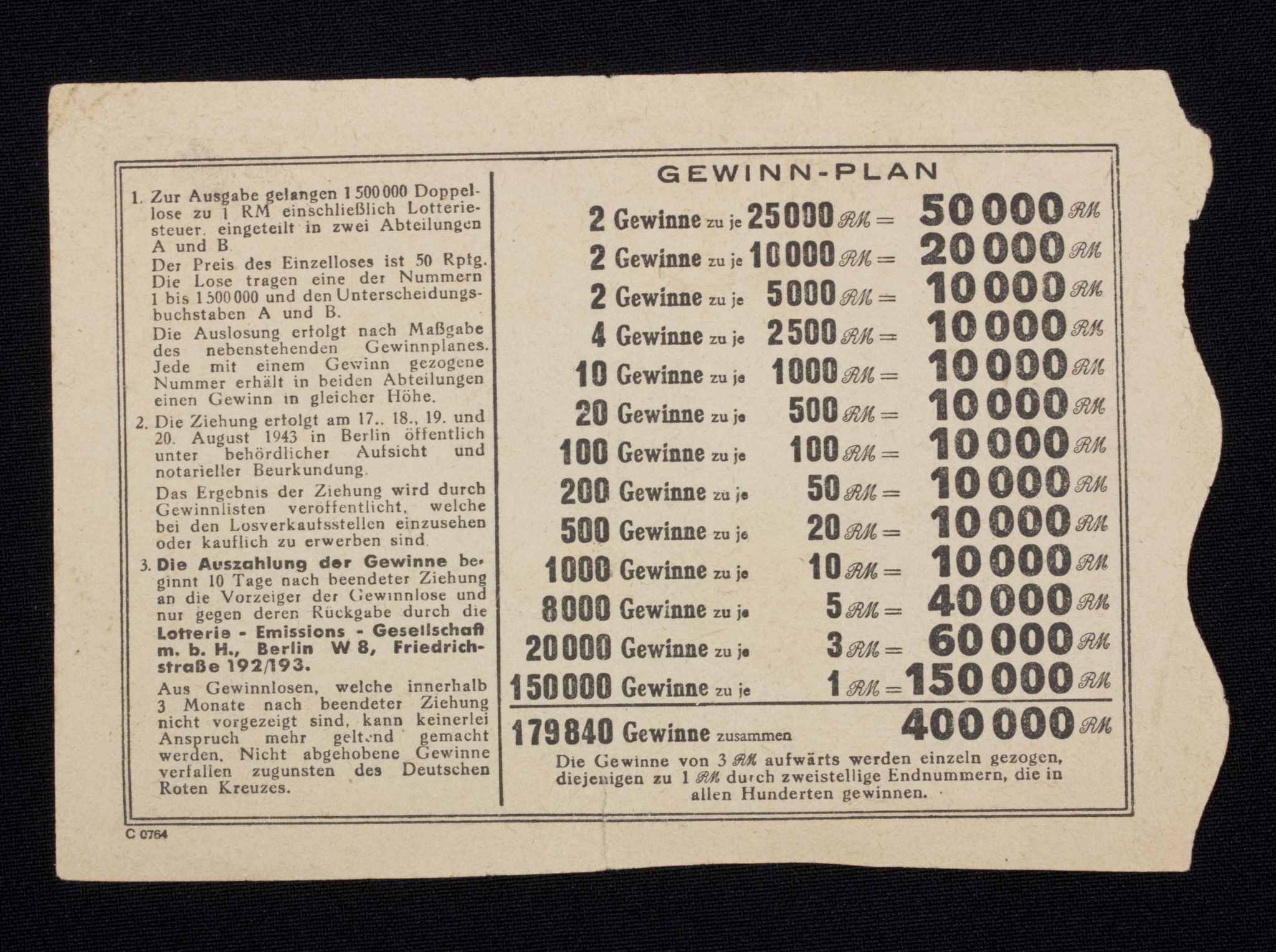 DRK Lottery Ticket – Geld Lotterie für das Deutsche Rote Kreuz (1945) DRK Lottery Ticket - Geld Lotterie für das Deutsche Rote Kreuz (1943)