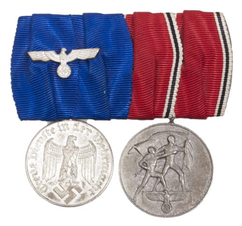 Medalbar with Wehrmacht (Heer) Dienstauszeichnung + Anschlussmedaille