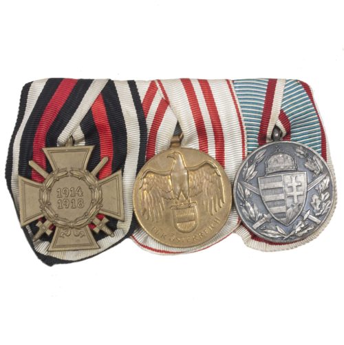 German medalbar with Nichtkämpfer Kreuz + WWI Austrian and Hungarian commemorative medals