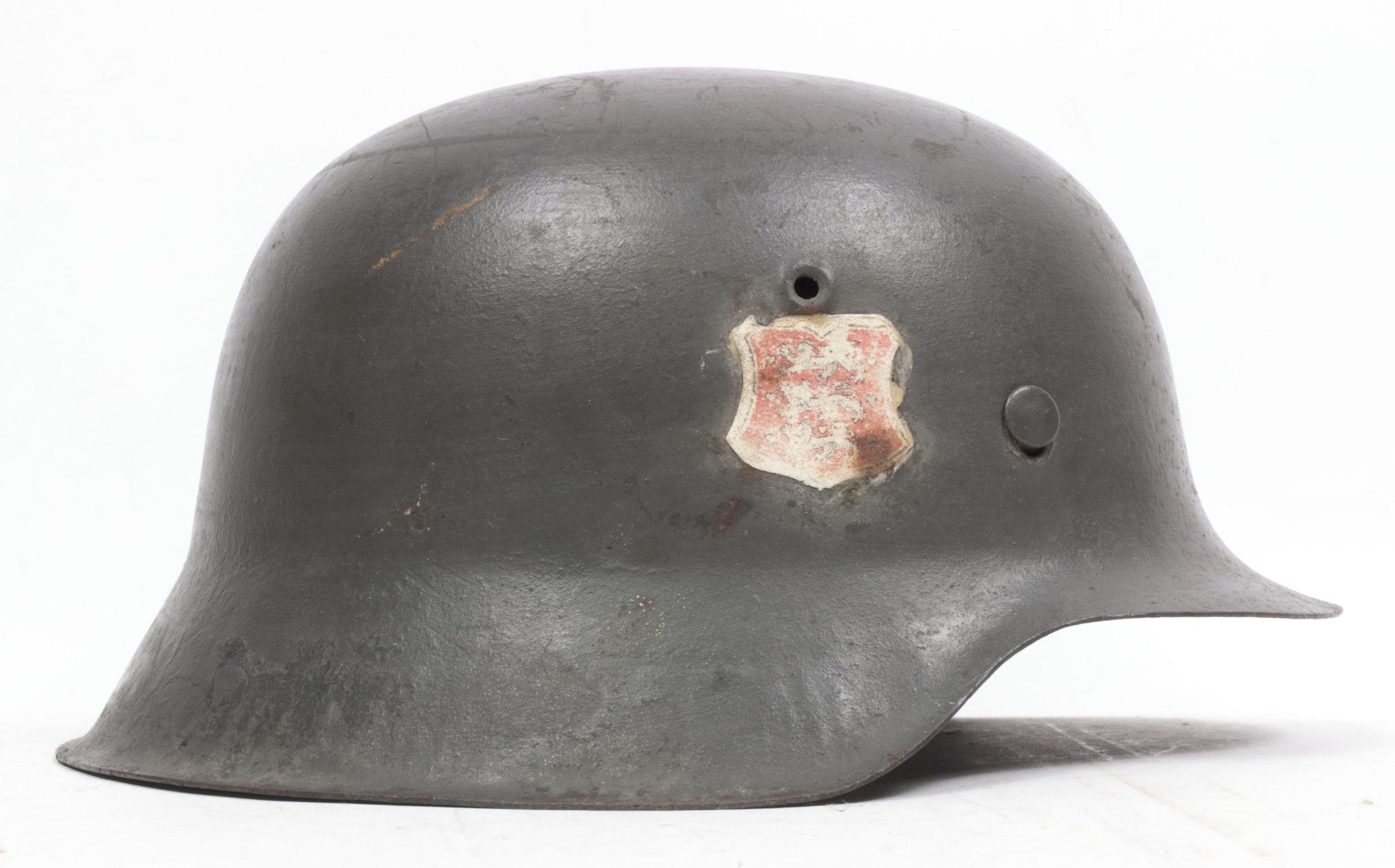 (Denmark) Collection of Five Danish WW2 reissued M42 “Lokal Forsvars Region I-V” helmets - One ex-SS reissued - rare - Image 45
