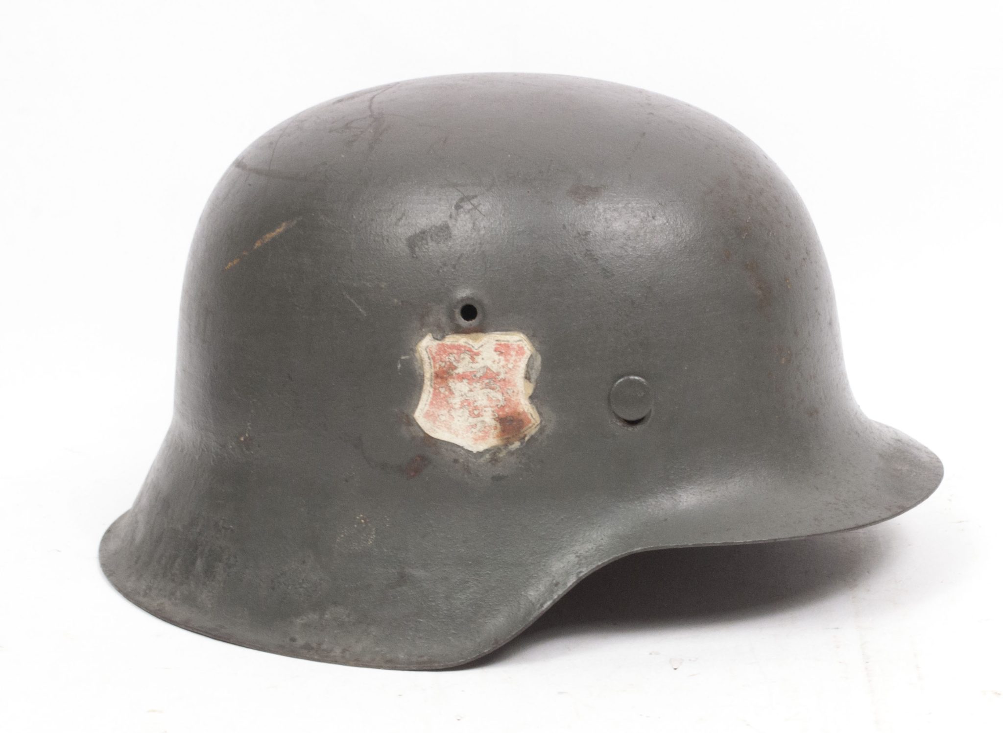 (Denmark) Collection of Five Danish WW2 reissued M42 “Lokal Forsvars Region I-V” helmets - One ex-SS reissued - rare - Image 49