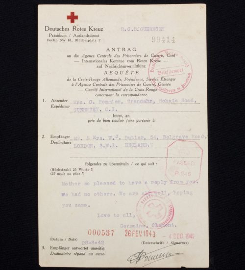 Deutsches Rotes Kreuz - Auslanddienst Antrag (1943)
