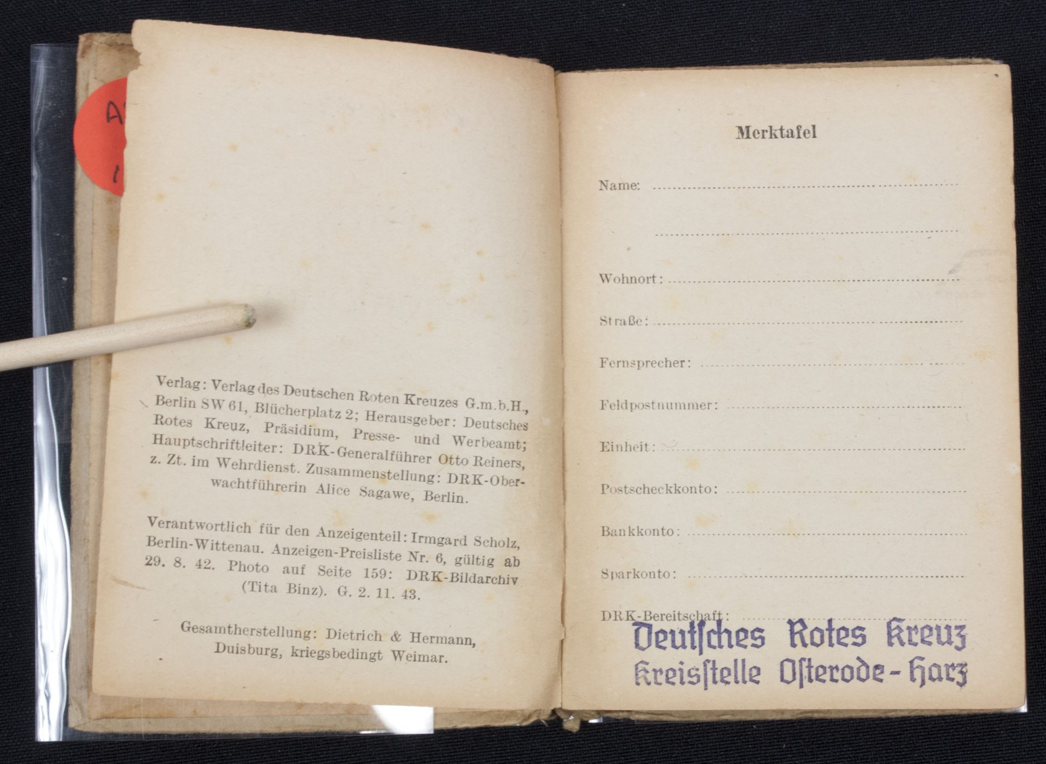 Deutsches Rotes Kreuz (DRK) Taschenkalender 1944 (variation!) - Image 7