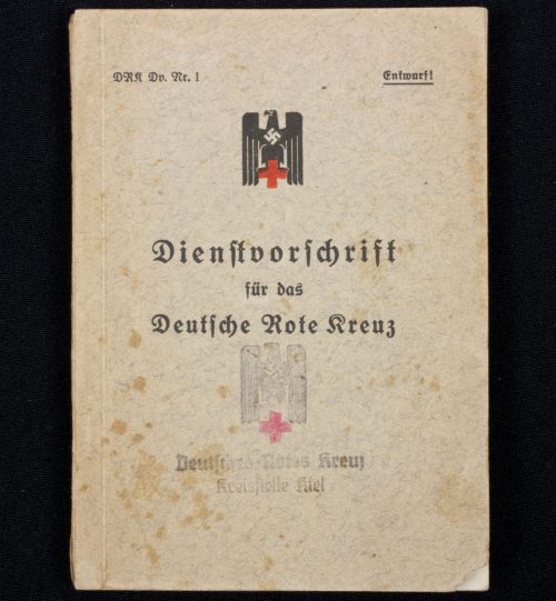 (Book) Dienstvorschrift für das Deutsche Rote Kreuz (DRK) Nr. 1. Spine and cover repaired with acid free museum tape, the bookblock and content are further in good condition.