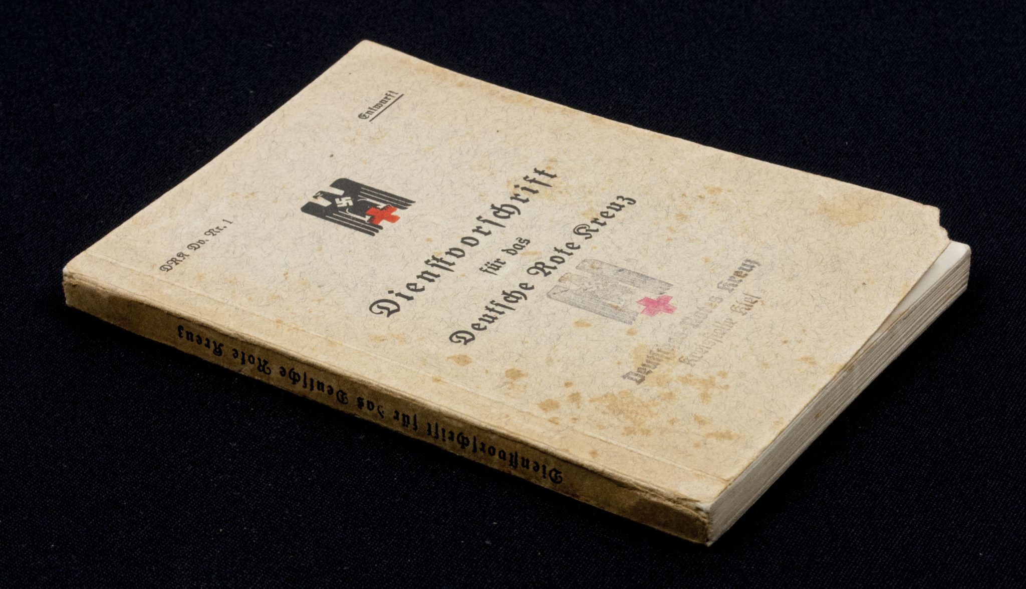 Dienstvorschrift für das Deutsche Rote Kreuz (2) (Book) Dienstvorschrift für das Deutsche Rote Kreuz (DRK) Nr. 1. Spine and cover repaired with acid free museum tape, the bookblock and content are further in good condition.