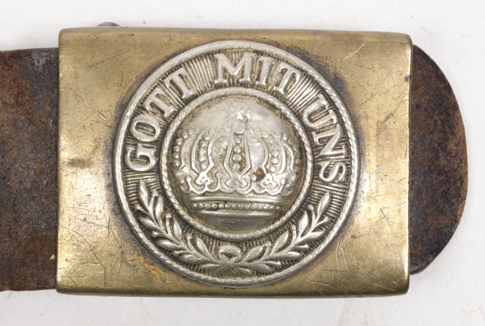 German WWI Prussian tabbed belt buckle + belt (21) German WWI Prussian tabbed belt buckle + belt