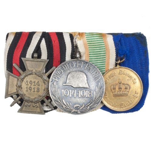 German medalbar with Frontkämpfer Kreuz + WWIHungarian commemorative medal + Treue Dienste Reserve Landwehr