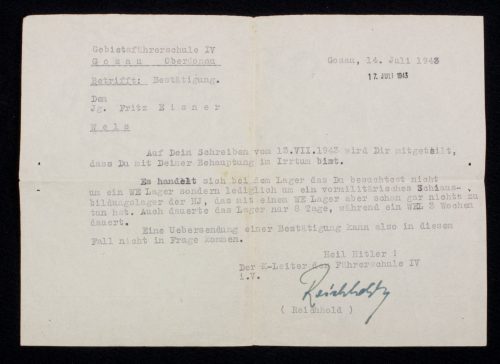 (Letter) Deutsches Rotes Kreuz (DRK) Gebietsführerschule IV Gosau Oberdonau (1943)