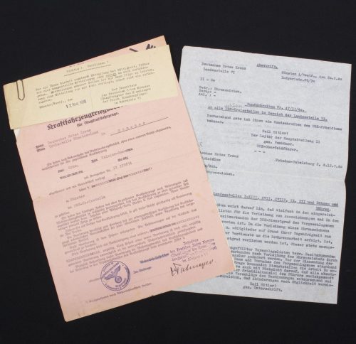 (LettersDocuments) Deutsches Rotes Kreuz (DRK) regarding awarding of awards and Kraftfahrzeugkriegsbeorderung