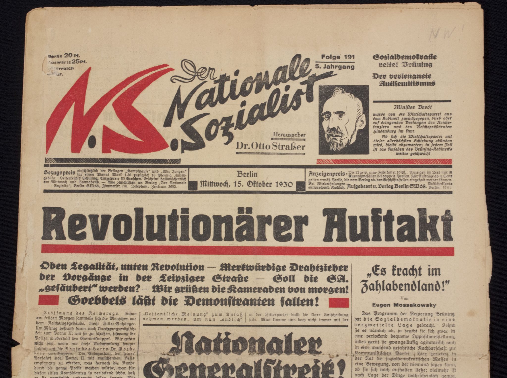 (Newspaper) Der Nationale Sozialist – Berlin, 15. Oktober 1930 – RARE! (2)