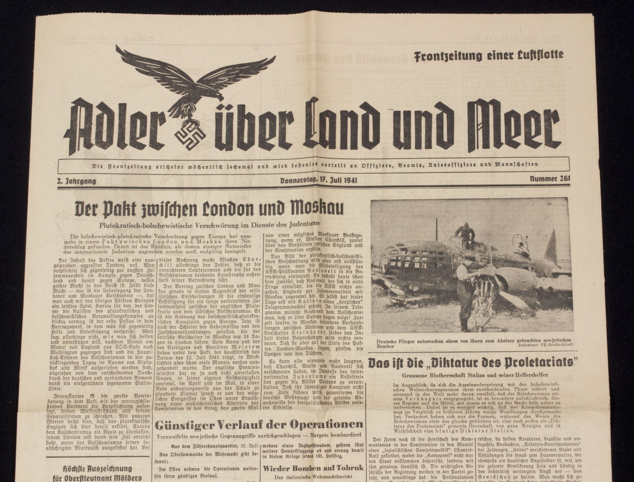 (Newspaper) Frontzeitung einder Luftflotte – Adler über Land und Meer – No. 261 – 17. Juli 1941 (2) (Newspaper) Frontzeitung einder Luftflotte - Adler über Land und Meer - No. 261 - 17. Juli 1941