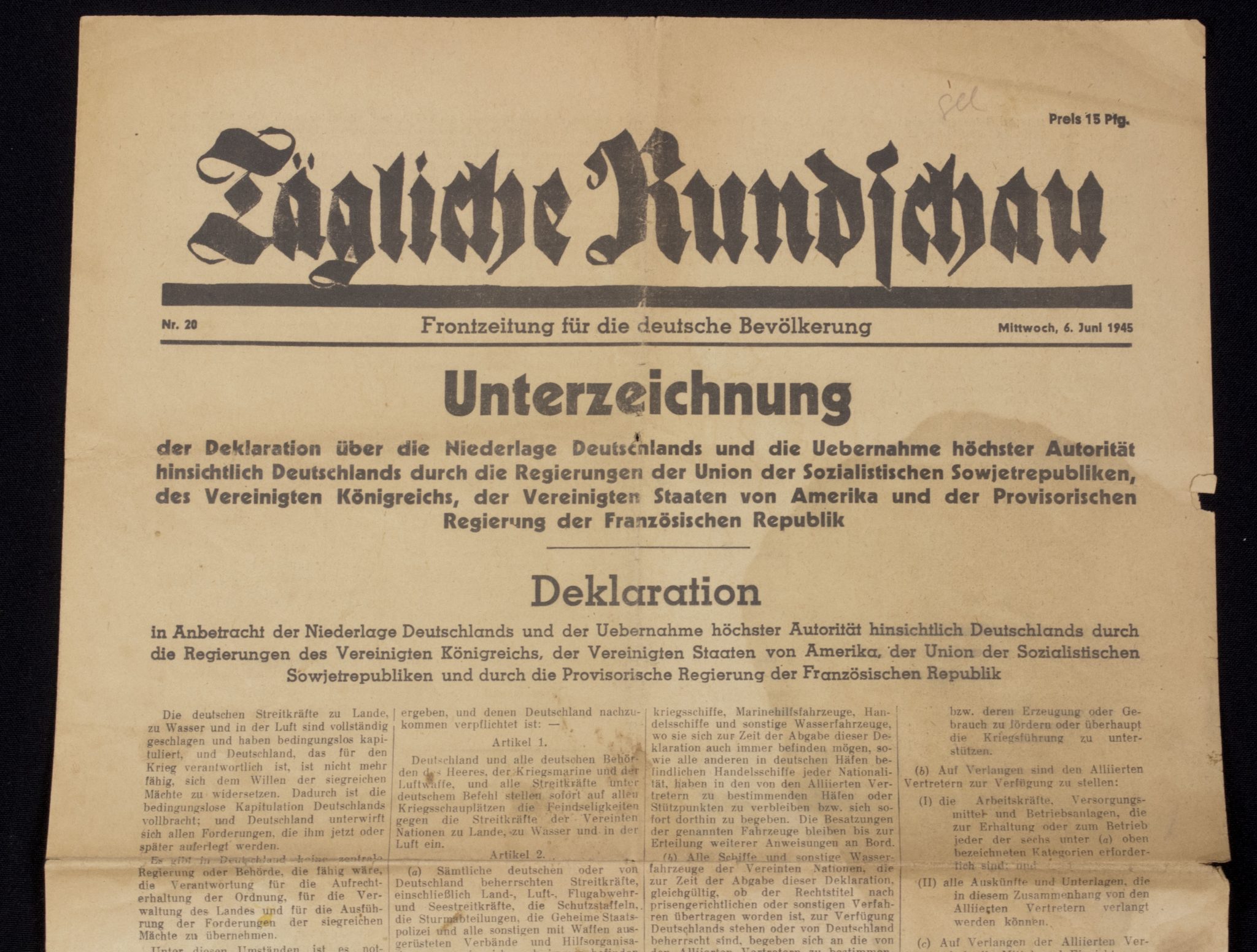 (Newspaper) Tägliche Rundschau – Frontzeitung für die Deutsche Bevölkerung – 6 Juni 1945 (2) (Newspaper) Tägliche Rundschau - Frontzeitung für die Deutsche Bevölkerung - 6 Juni 1945