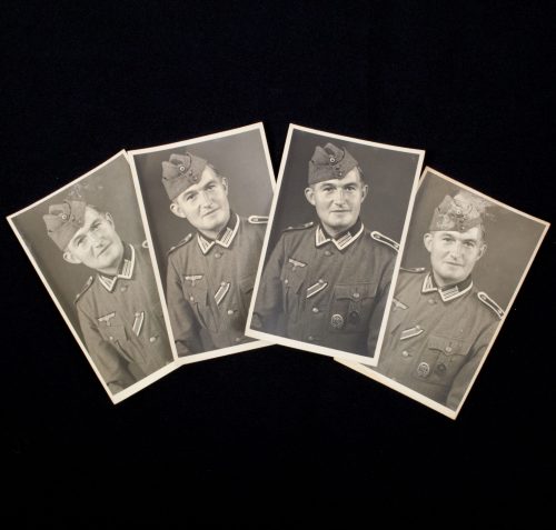 (Photo) Four portrait photo's of the same Wehrmacht (Heer) Soldier with VWA and DRL in wear