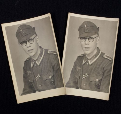 (Photo) Two portrait photo's of the same Wehrmacht (Heer) Soldier with VWA in black in wear