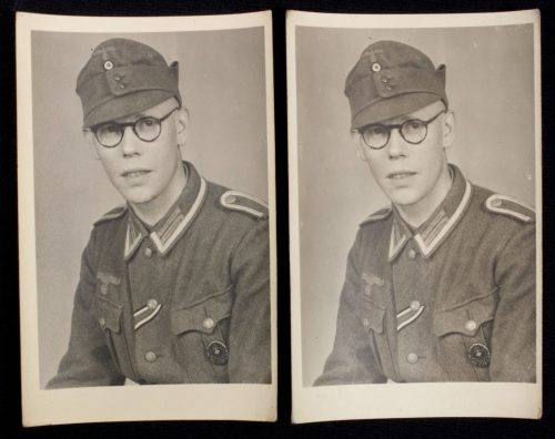 (Photo) Two portrait photo's of the same Wehrmacht (Heer) Soldier with VWA in black in wear