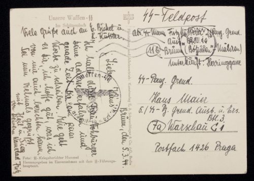(Postcard) Unsere Waffen-SS in Schützenloch (send as SS-Feldpost)