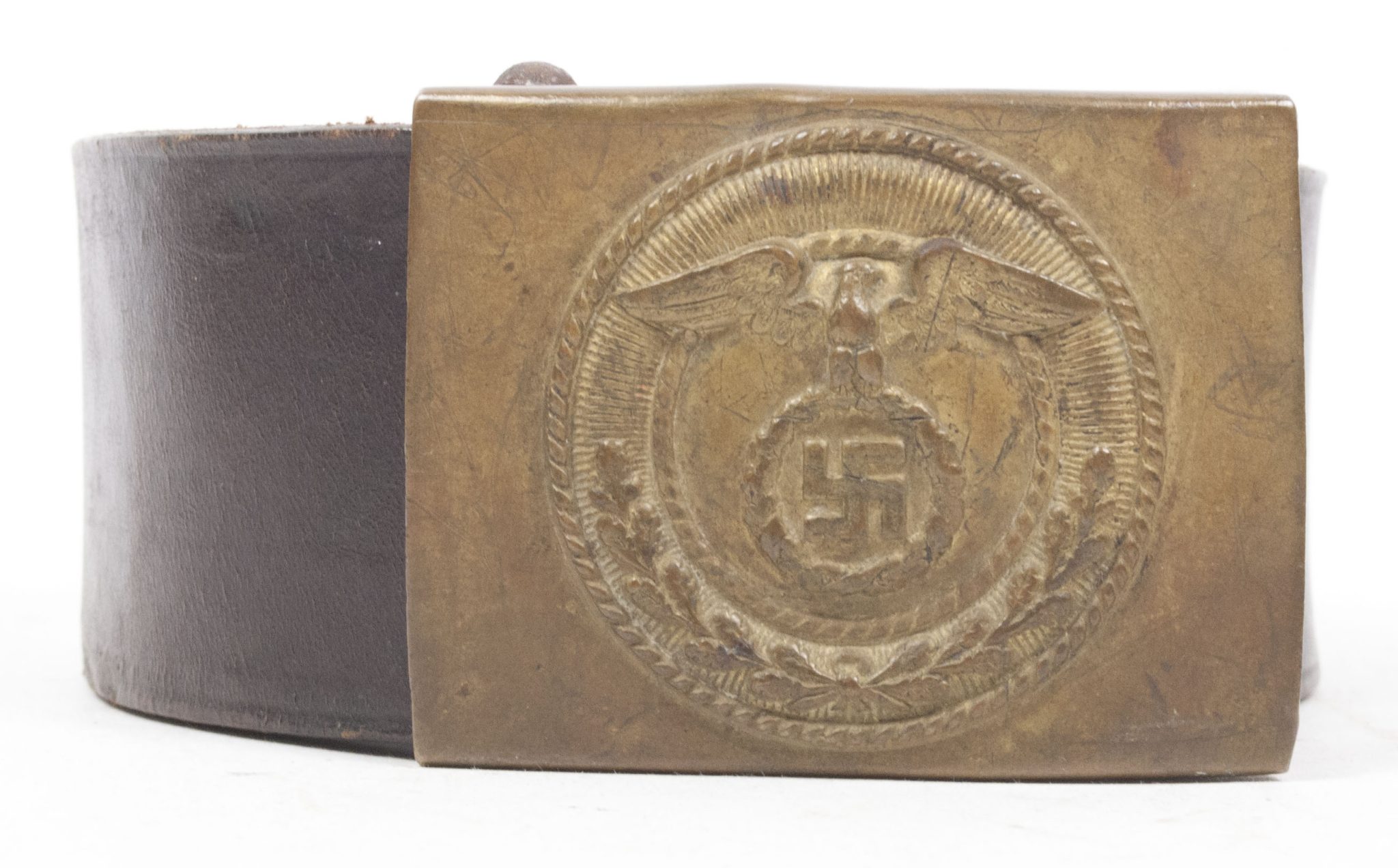 SA buckle + belt with rare horizontal swastika